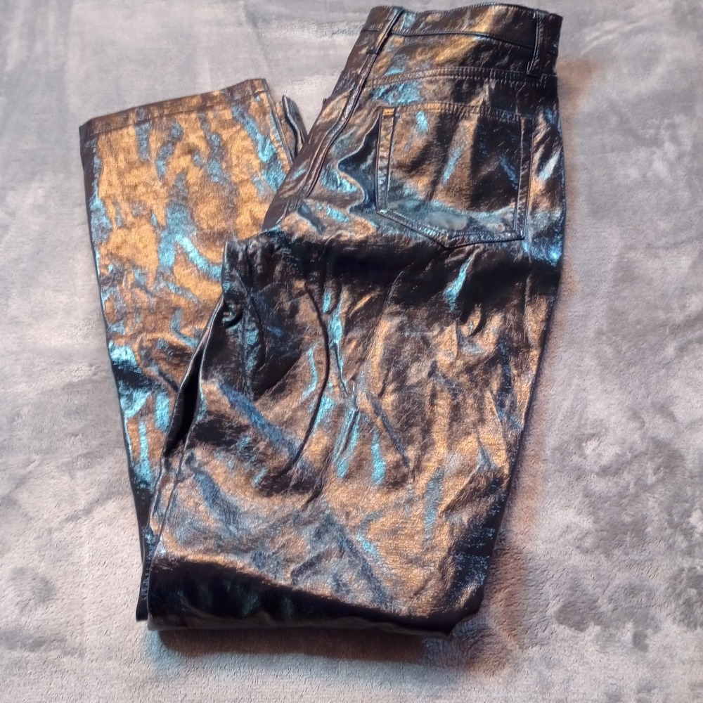 Abercrombie & Fitch 90s Ultra High Rise Straight Jean Black 27‎ 4L Faux Leather